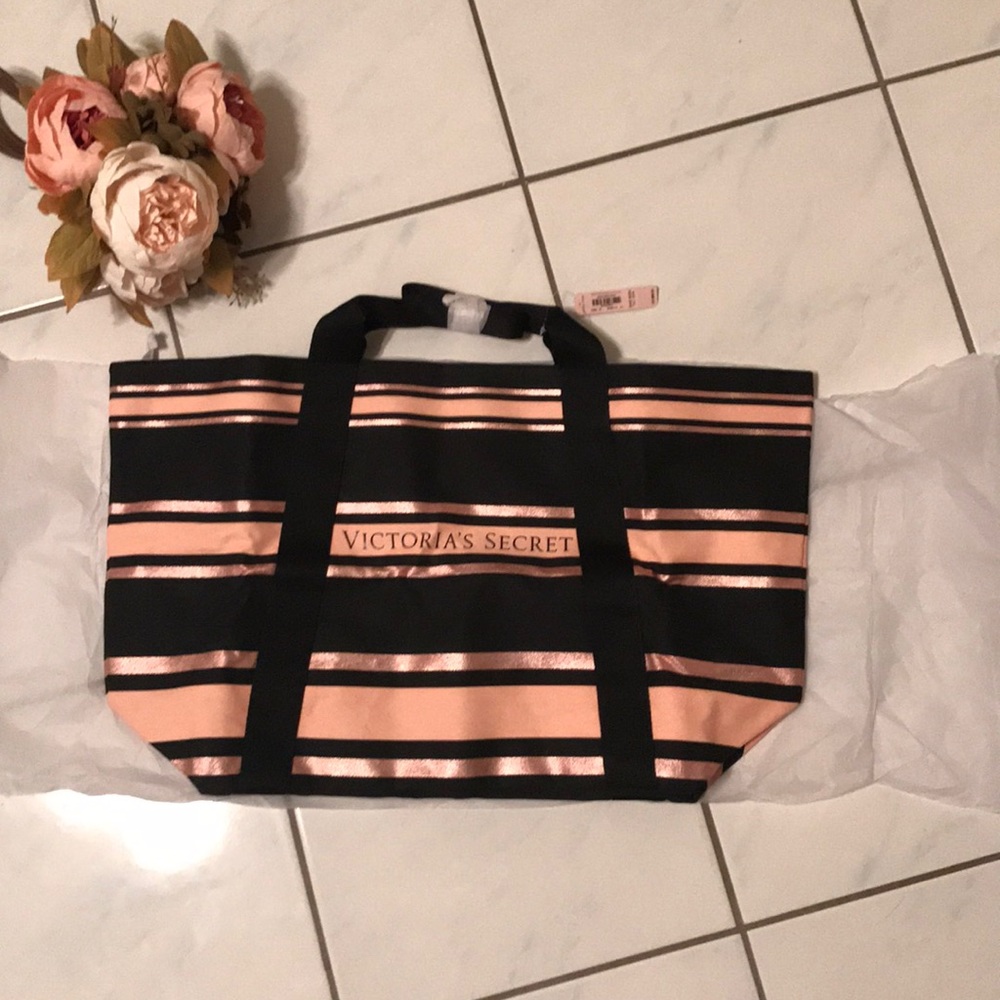 Victoria’s Secret blush black & gold tote bag